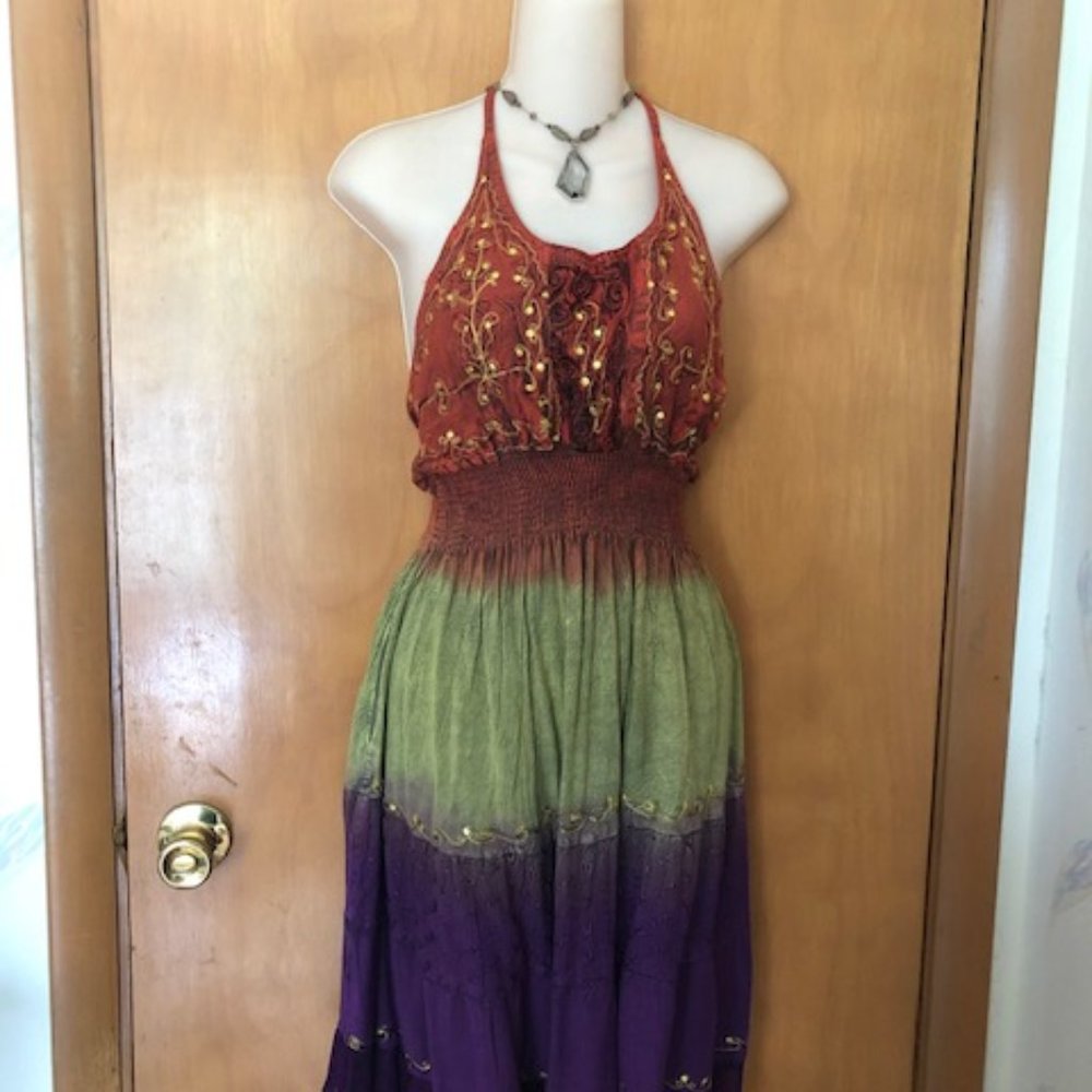 Multi-Colored Halter Style Sundress